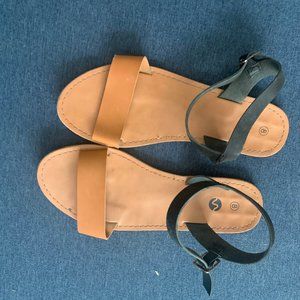 Tan & Black Sandals